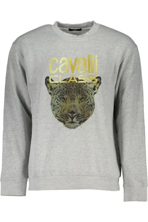 Roberto Cavalli Heren, Sweatshirts & Hoodies, Grijs, Maat: L Katoen