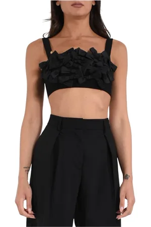 Elisabetta Franchi Dames, Tops, Zwart, Maat: XL Satijn