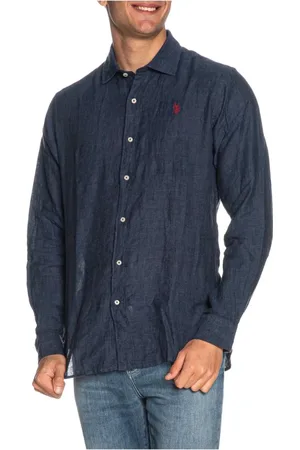 U.S. Polo Assn. Heren, Overhemden, Blauw, Maat: 3XL Linnen