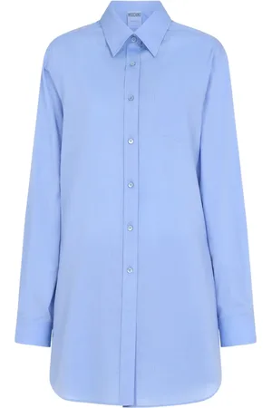 Moschino Dames, Blouses & Shirts, Blauw, Maat: S Katoen