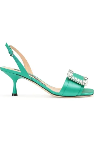Sergio Rossi Dames, Schoenen, Groen, Maat: 35 1/2 EU Satijn