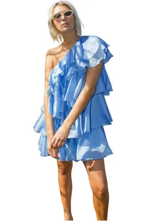 Crās Dames, Jurken, Blauw, Maat: XL Poliester