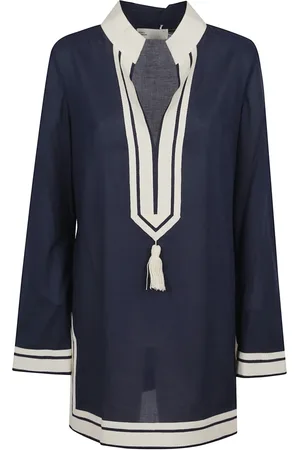 Tory Burch Dames, Blouses & Shirts, Blauw, Maat: M Katoen