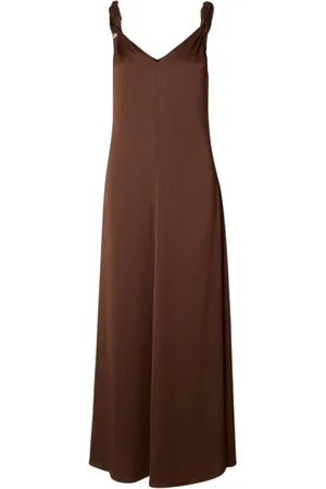 SELECTED Dames, Jurken, Bruin, Maat: XS Satijn