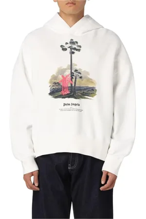 Palm Angels Heren, Sweatshirts & Hoodies, Wit, Maat: M Katoen