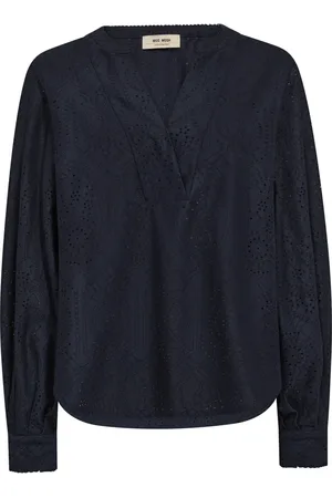 Mos Mosh Dames, Blouses & Shirts, Blauw, Maat: XS Katoen