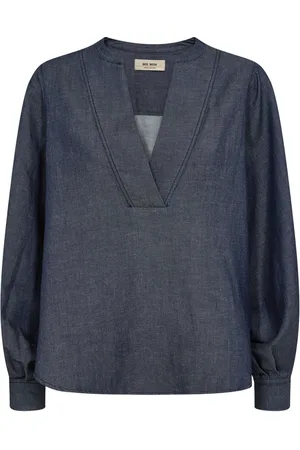 Mos Mosh Dames, Blouses & Shirts, Blauw, Maat: L Denim