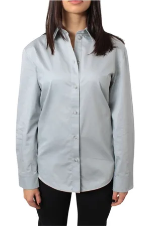 Max Mara Dames, Blouses & Shirts, Blauw, Maat: L Katoen