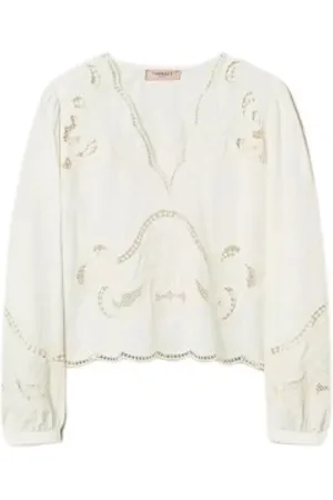 Twin-Set Dames, Blouses & Shirts, Wit, Maat: M Katoen