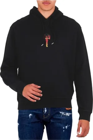 Dsquared2 Heren, Sweatshirts & Hoodies, Zwart, Maat: S Katoen