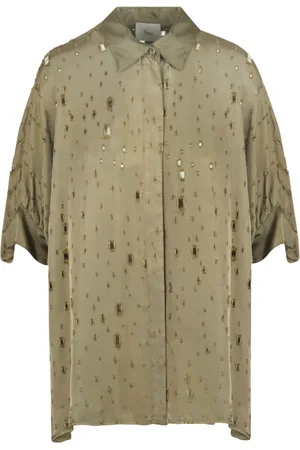 8PM Dames, Blouses & Shirts, Groen, Maat: XS Satijn