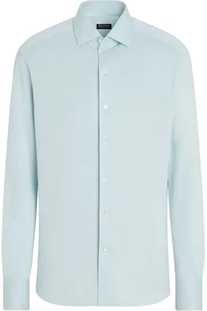Ermenegildo Zegna Heren, Overhemden, Blauw, Maat: L Katoen