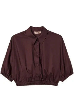 Twin-Set Dames, Blouses & Shirts, Bruin, Maat: M Katoen