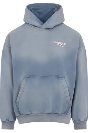 Balenciaga Heren, Sweatshirts & Hoodies, Blauw, Maat: L Katoen