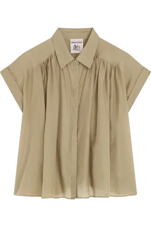 SEMICOUTURE Dames, Blouses & Shirts, Groen, Maat: XS Katoen