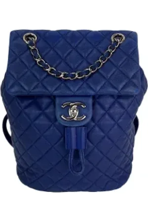 CHANEL Dames, Pre-owned, Blauw, Maat: ONE Size Leer