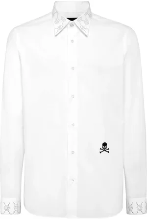 Philipp Plein Heren, Overhemden, Wit, Maat: 4XL Katoen
