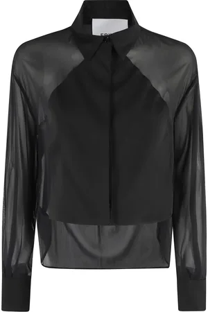 ERIKA CAVALLINI Dames, Blouses & Shirts, Zwart, Maat: XS Linnen