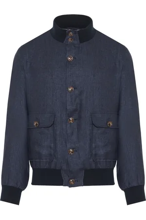 BARBA Heren, Jassen, Blauw, Maat: 2XL Linnen