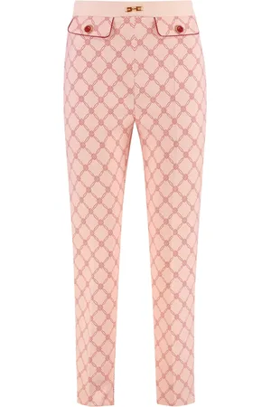 Elisabetta Franchi Dames, Broeken, Roze, Maat: XL Poliester