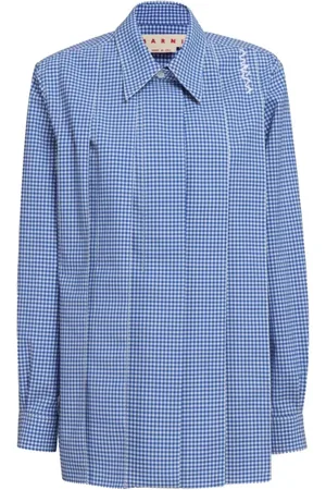 Marni Dames, Blouses & Shirts, Blauw, Maat: S Katoen