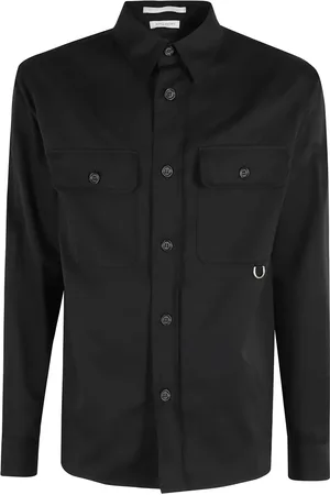 Paolo Pecora Heren, Overhemden, Zwart, Maat: S Gabardine