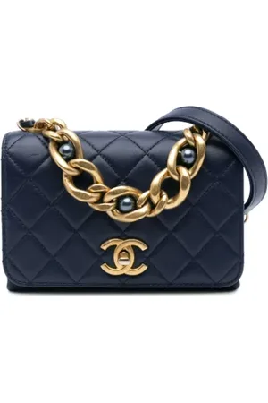 CHANEL Dames, Pre-owned, Blauw, Maat: ONE Size Leer