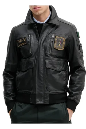 Aeronautica Militare Heren, Jassen, Zwart, Maat: M Leer