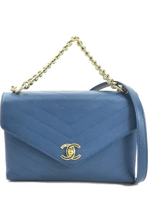 CHANEL Dames, Pre-owned, Blauw, Maat: ONE Size Leer