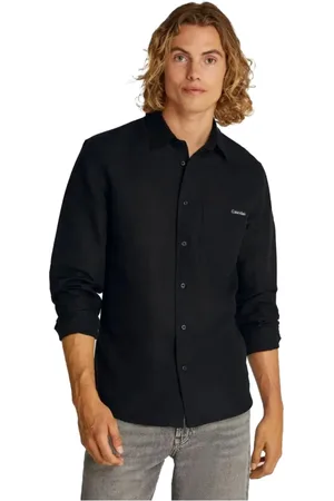 Calvin Klein Heren, Overhemden, Zwart, Maat: 2XL Katoen