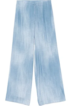 ERMANNO SCERVINO Dames, Broeken, Blauw, Maat: 2XS Viscose