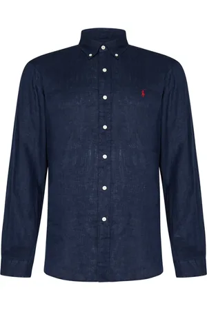 Ralph Lauren Heren, Overhemden, Blauw, Maat: M Linnen
