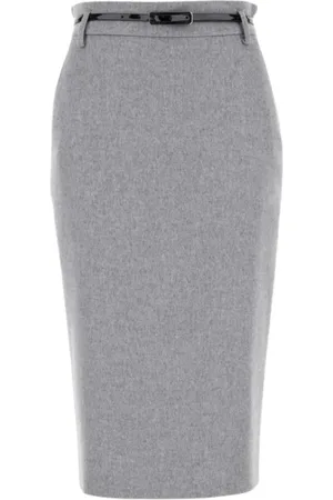 Max Mara Dames, Rokken, Grijs, Maat: 2XL Wol