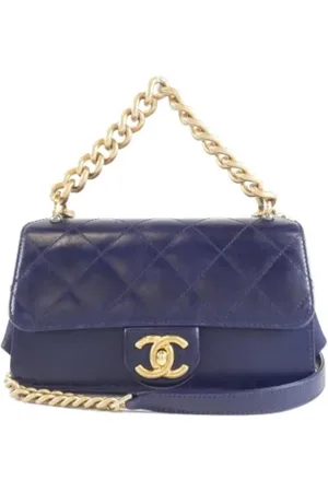 CHANEL Dames, Pre-owned, Blauw, Maat: ONE Size Leer