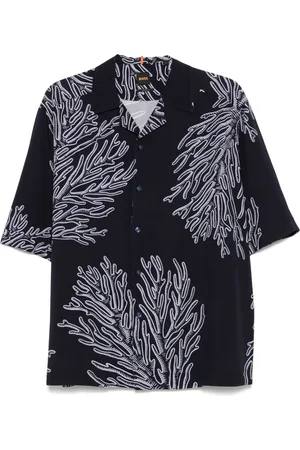 HUGO BOSS Heren, Overhemden, Blauw, Maat: L Viscose