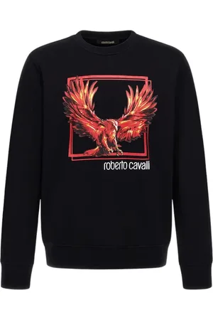 Roberto Cavalli Heren, Sweatshirts & Hoodies, Zwart, Maat: XL Katoen