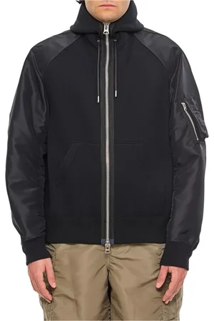 SACAI Heren, Sweatshirts & Hoodies, Zwart, Maat: L Nylon
