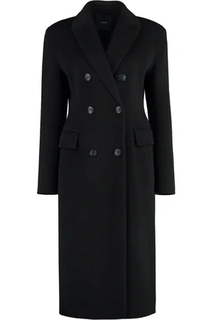 Pinko Dames, Mantels, Zwart, Maat: L Wol