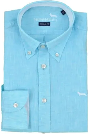 HARMONT&BLAINE Heren, Overhemden, Blauw, Maat: XL Linnen