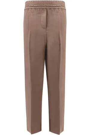 Brunello Cucinelli Dames, Broeken, Bruin, Maat: 3XS Linnen