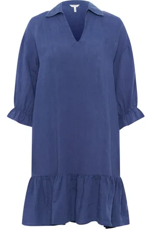 Part Two Dames, Jurken, Blauw, Maat: 4XL Linnen