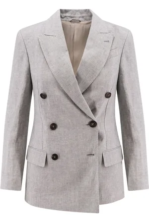 Brunello Cucinelli Dames, Jassen, Blauw, Maat: XS Linnen