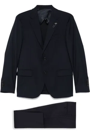 LARDINI Heren, Pakken, Blauw, Maat: L Wol