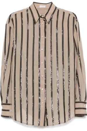 Brunello Cucinelli Dames, Blouses & Shirts, Bruin, Maat: XS