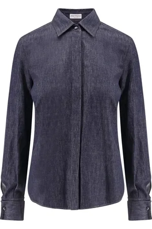Brunello Cucinelli Dames, Blouses & Shirts, Blauw, Maat: L Katoen