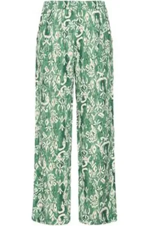Ichi Dames, Broeken, Groen, Maat: 3XL Viscose