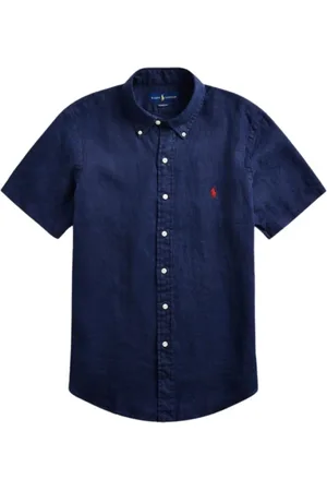 Ralph Lauren Heren, Overhemden, Blauw, Maat: M Linnen