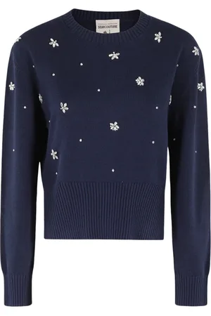 SEMICOUTURE Dames, Truien, Blauw, Maat: XS Katoen