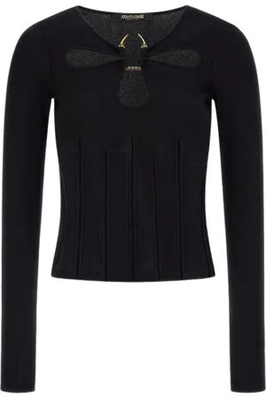 Roberto Cavalli Dames, Truien, Zwart, Maat: L Viscose