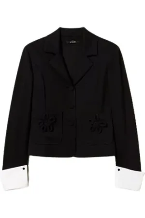 Twin-Set Dames, Jassen, Zwart, Maat: M Leer